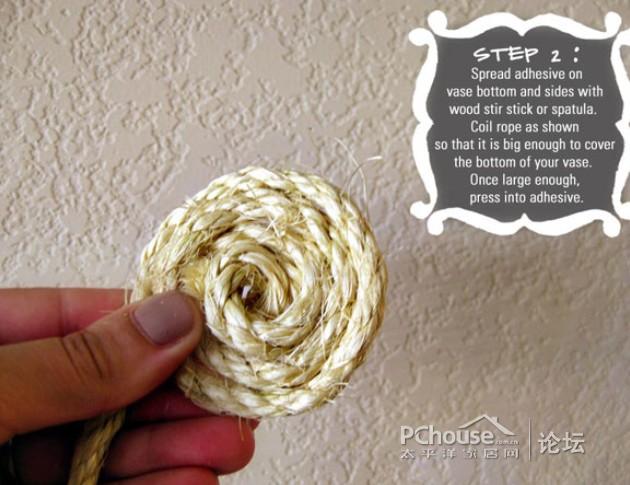 【diy達人】用繩索裝飾透明玻璃花瓶