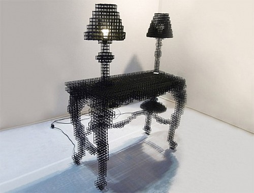 韓國殘像桌閃著微光的海市蜃樓