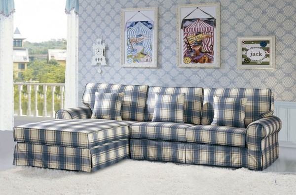 雅致清新客廳布藝沙發色彩凸顯時尚