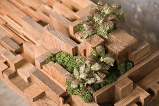 時(shí)尚混搭的盆景板凳