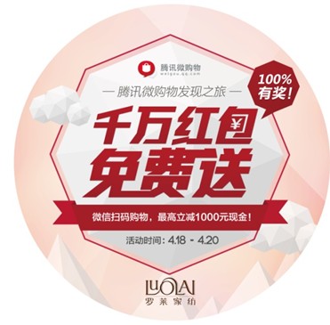 騰訊微購物攜手羅萊 瘋狂補貼千萬紅包