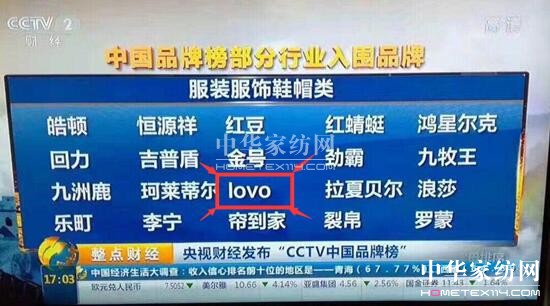 LOVO家紡成功入圍首批“CCTV中國(guó)品牌榜”